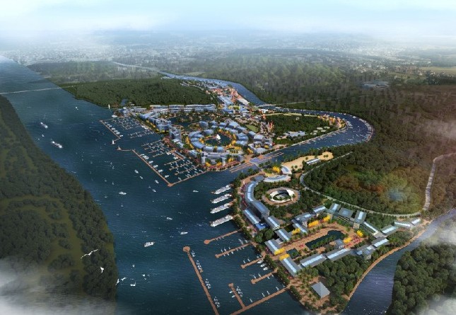 Aerial view of the Asian International Yacht City in Guangzhou, China