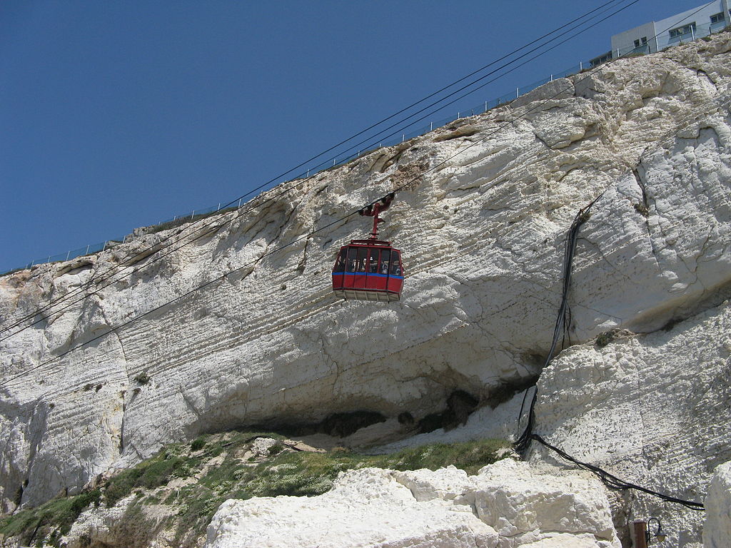 Rosh HaNikra&#039;s Cable Car glides alongside the cliff face with a sixty degrees gradient making it know to be the steepest cable car in the world.