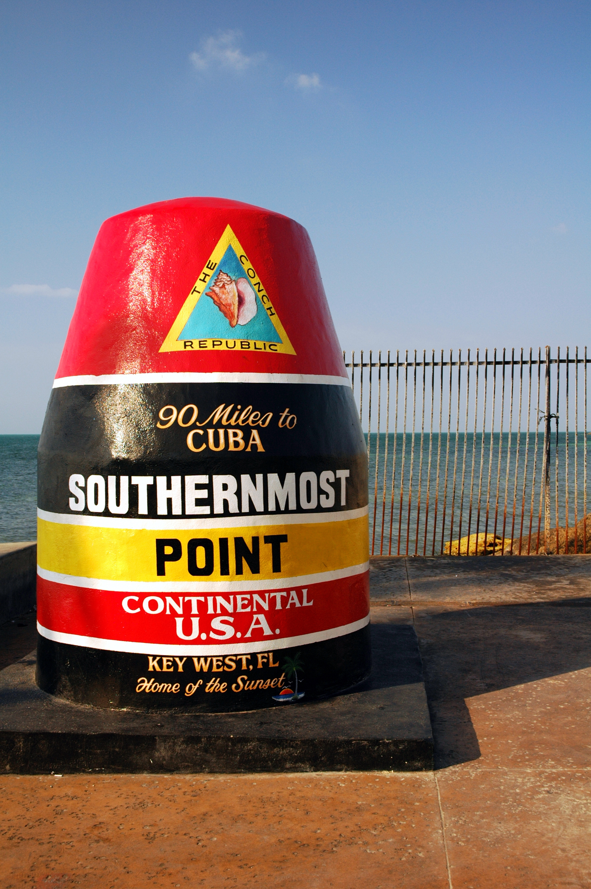 Erected in 1983, the Southernmost Point buoy is located at the intersection of South Street and Whitehead Street in Key West, Florida and is one of the most photographed attractions in the area.