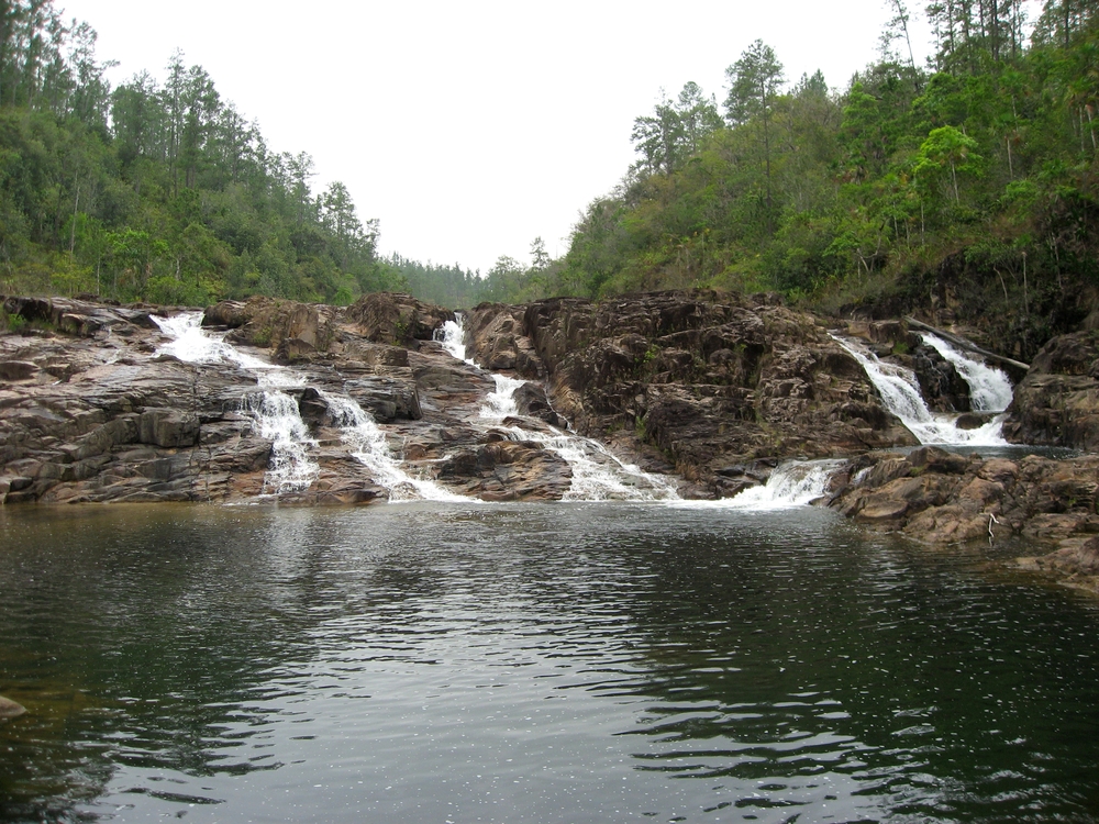 Picturesque view of the Five Sisters waterfalls in Belize