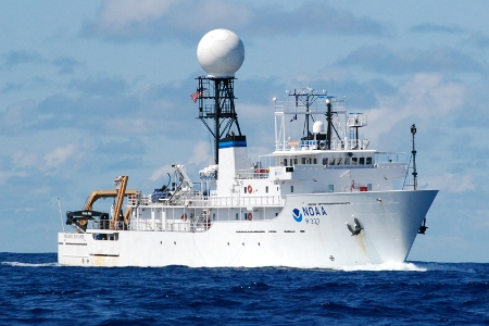The Okeanos Explorer on a research mission to discover lost shipwrecks