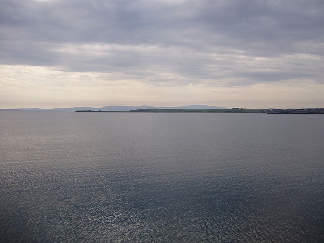 Panoramic view of Scapa Flow from the top of Churchill Barrier where new world war wrecks are constantly discovered