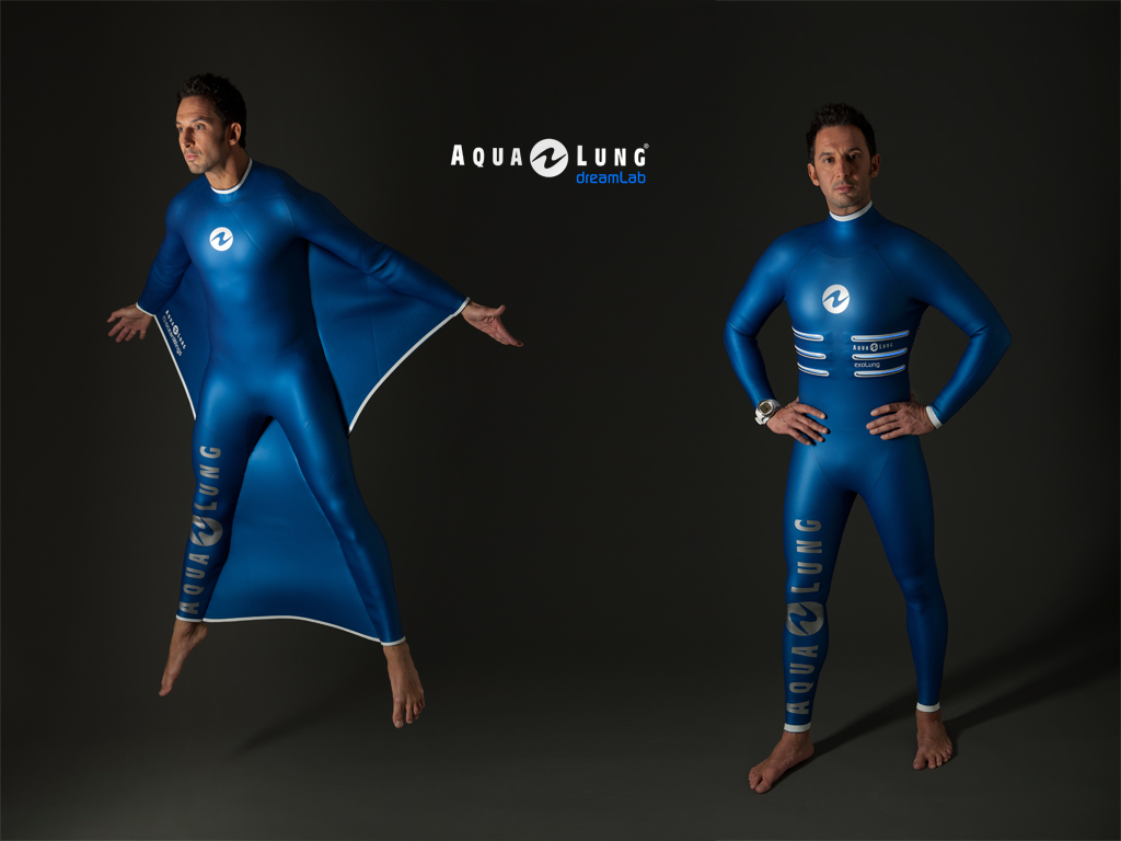 Male diver models the new Ocean Wings wetsuit by Aqualung and Guillaume Binard