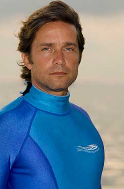 Close up of Fabien Cousteau who will lead a team of aquanauts on a 31 day underwater mission at the Aquarius Reef Base off the coast of the Florida Keys