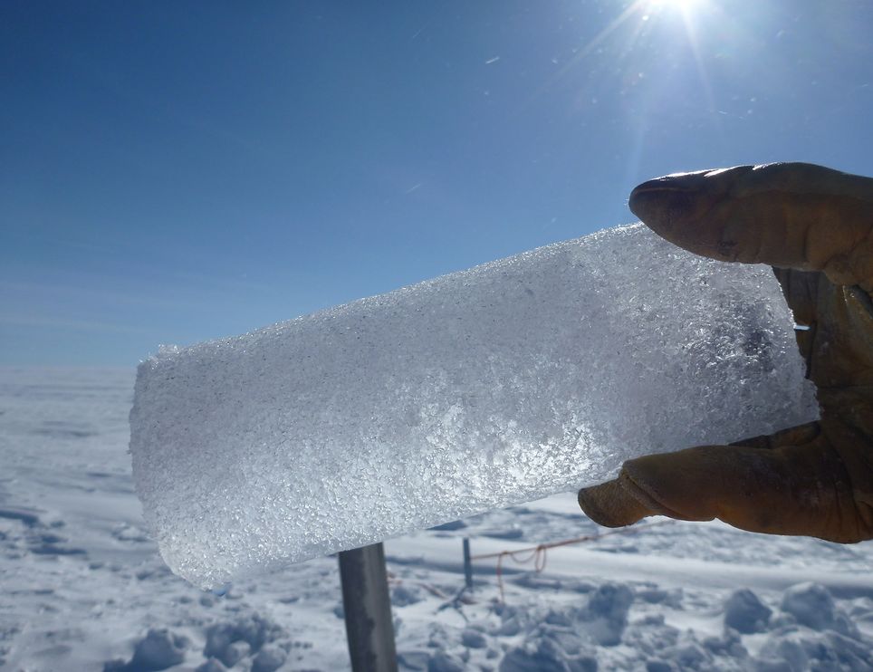 Segment of ice drawn from a underground aquifer in Greenland