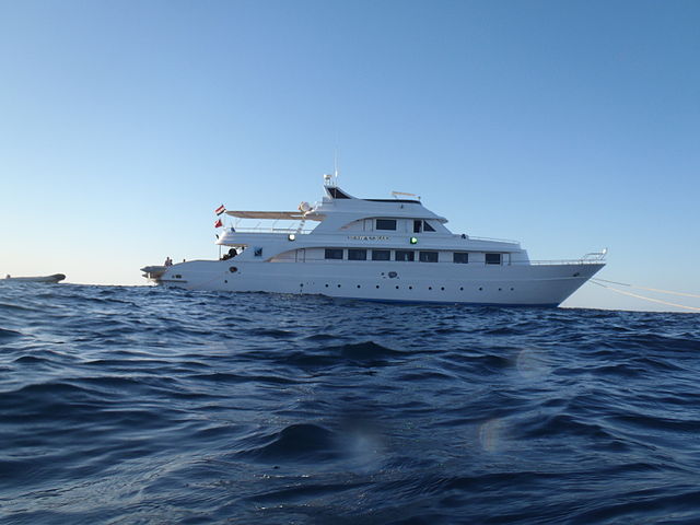 Liveaboard vessel docked for the evening in Egypt&#039;s Red Sea