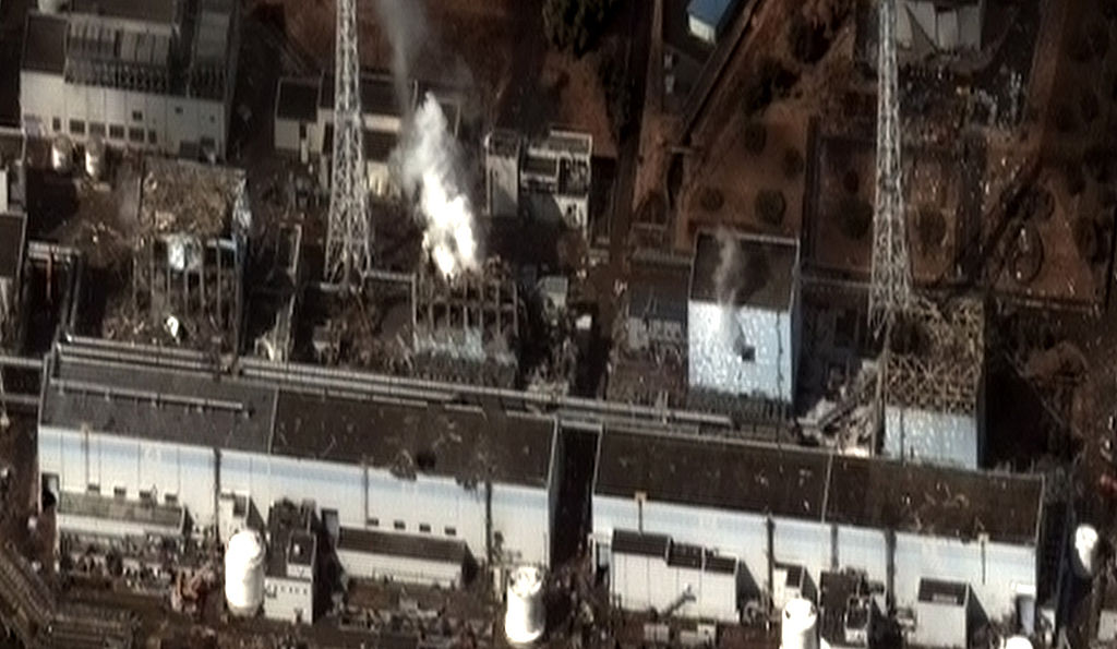 Aerial view of the Fukushima I Nuclear Power Plant after the 2011 Earthquake and subsequent Tsunami hit Japan
