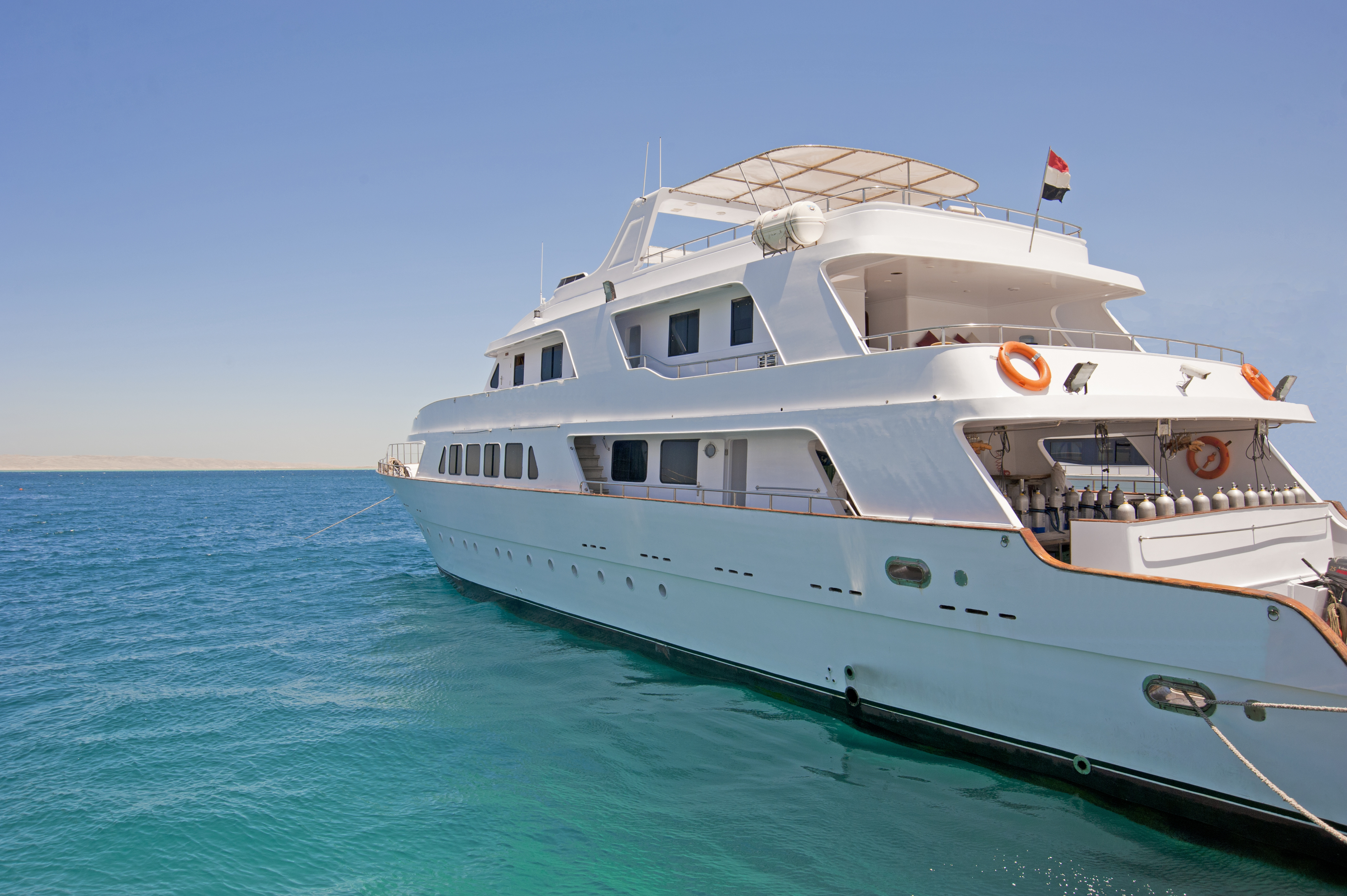 Luxurious liveaboard in Mediterranean Sea awaits its scuba divers before embarking on a trip to explore the area's top five warbirds