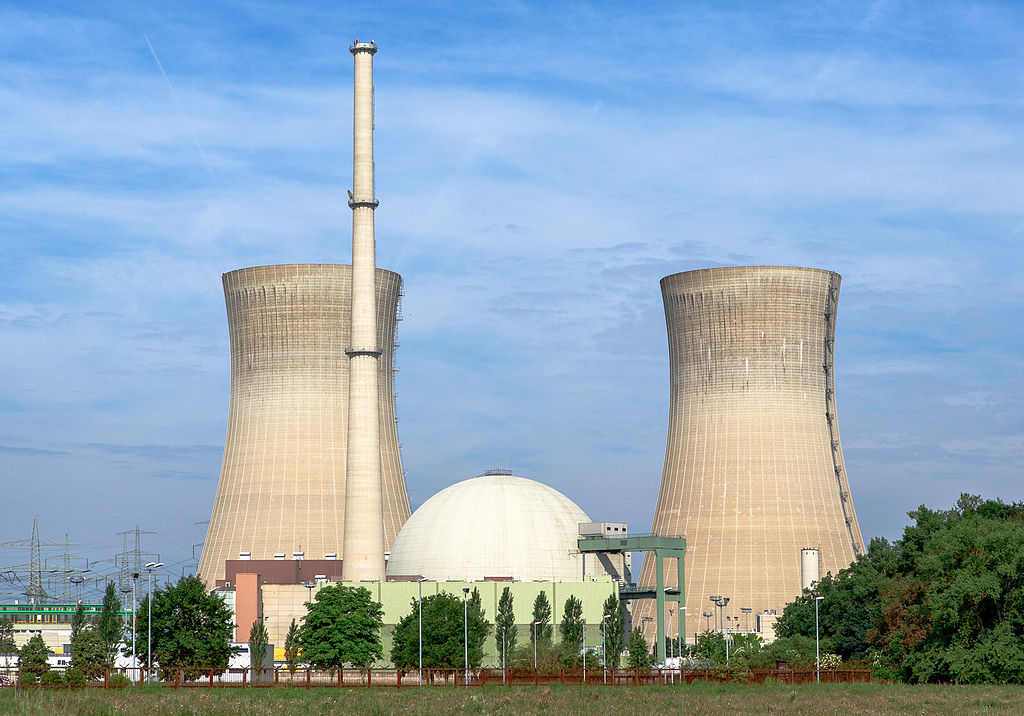 Panoramic view of the Grafenrheinfeld Nuclear Power Plant in Germany