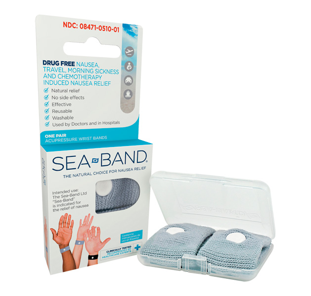 New box of sea-bands in grey; a powerful non-drug alternative to combating seasickness