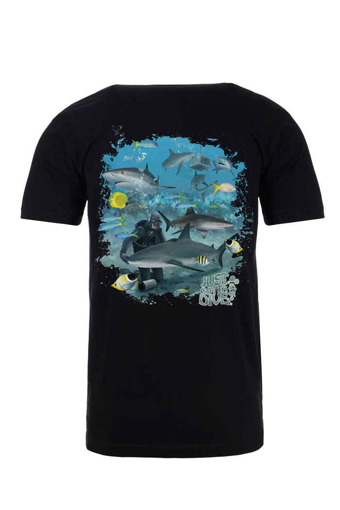 Shark Trance Scuba Tee in Black