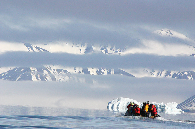 Group of divers enjoy arctic expedition around Spitzbergen, Svalbard