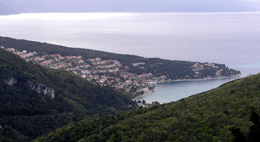 Panoramic view of the Rabac coastline in Croatia's Istria 