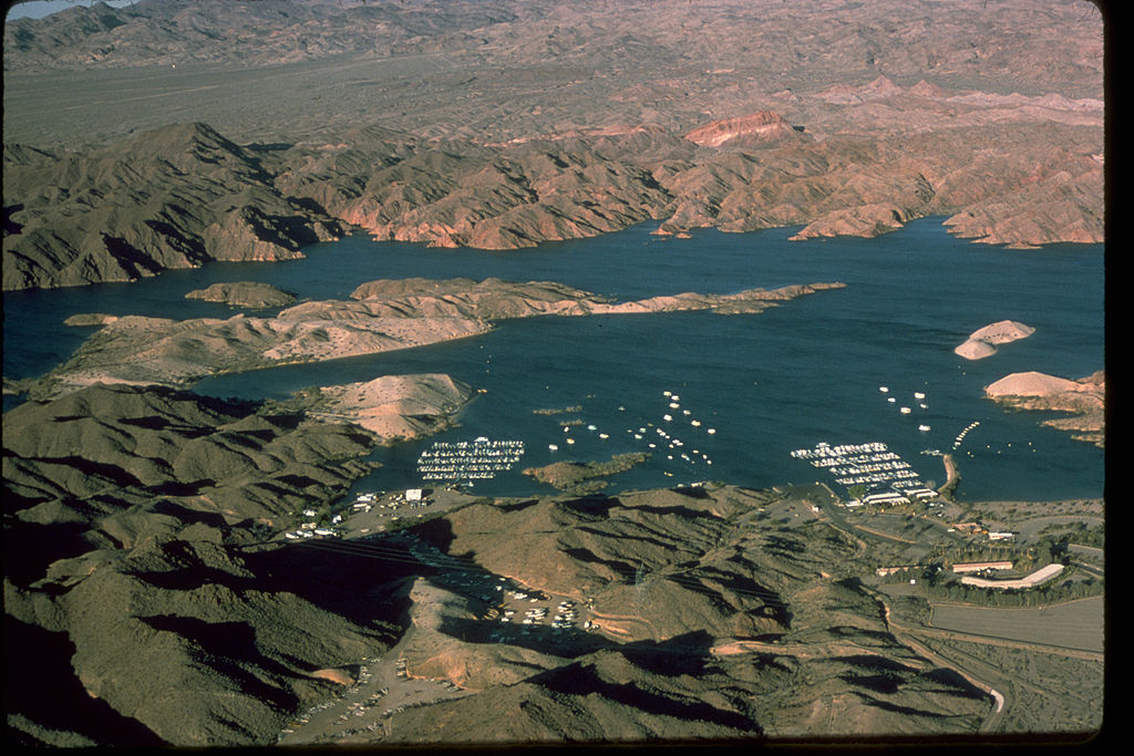 Aerial view of the Lake Mead National Recreation Area in Nevada which offers over 500 miles of shoreline