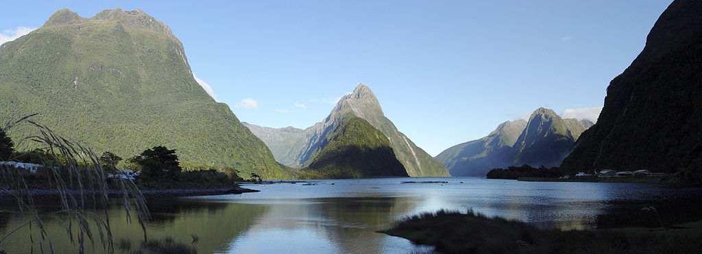 Panoramic view of Mitre Peak at Milford Sound with a height 1692 meters; a photographers dream