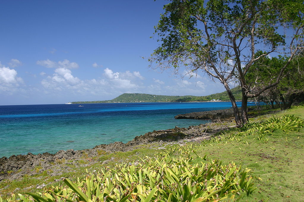 Clear blue waters and lush greenery surround San Andres Island in Colombia; providing an oasis for nature lovers and divers alike