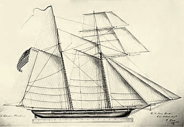 An artist&#039;s sketch of the USS Alligator before she sunk off the coast of Florida in Matecumbe Key