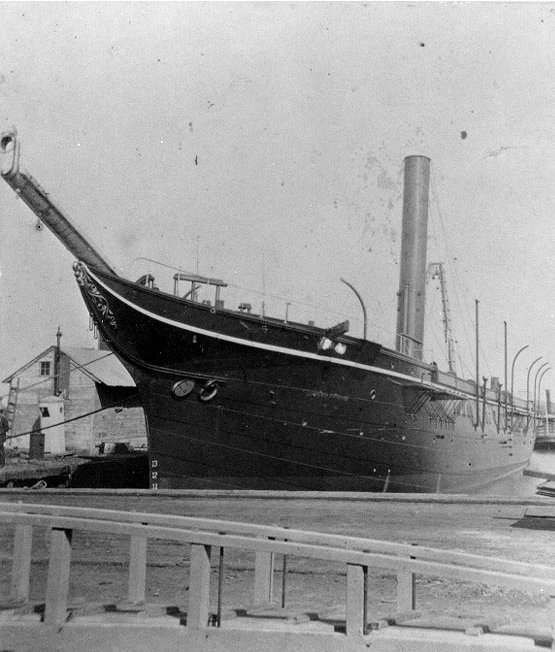An iron naval vessel, the USS Huron, before she sank to her final resting place just offshore in Nag's Head, North Carolins 