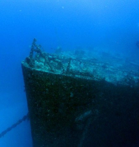 The bow of the Speigel Grove wreck in Florida