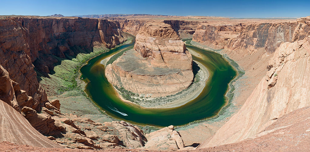 The Grand Canyon in Arizona with the Horseshoe Bend of the Colorado River at its center